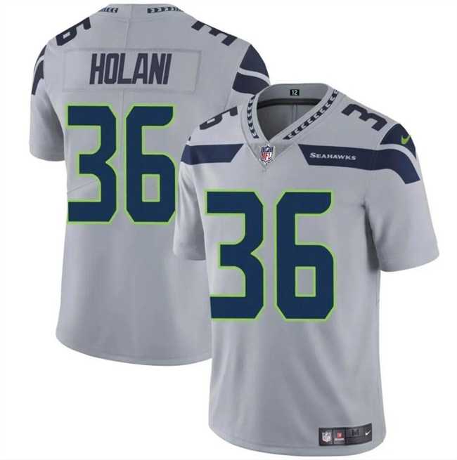 Men & Women & Youth Seattle Seahawks #36 George Holani Gray Vapor Limited Football Stitched Jersey